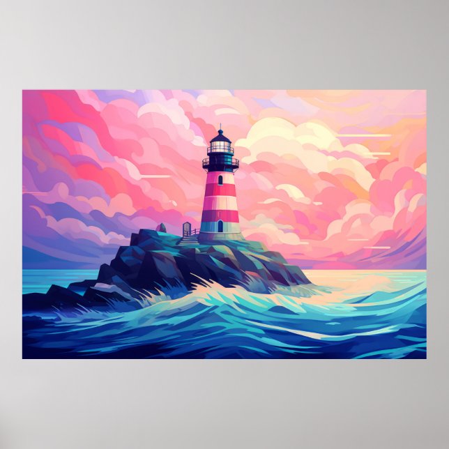 Lighthouse Ocean Coast Landscape Nature Poster (Front)