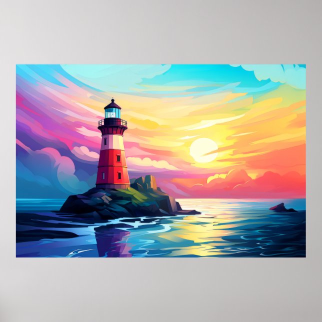 Lighthouse Ocean Coast Landscape Nature Poster (Front)