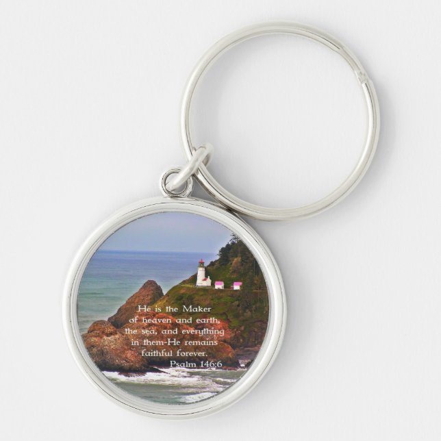 Lighthouse Ocean Sea Christian Creationarts Key Ring (Front)