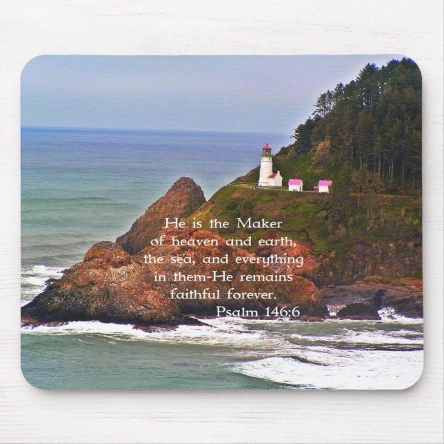 Lighthouse Ocean Sea Christian Creationarts Mouse Pad (Front)