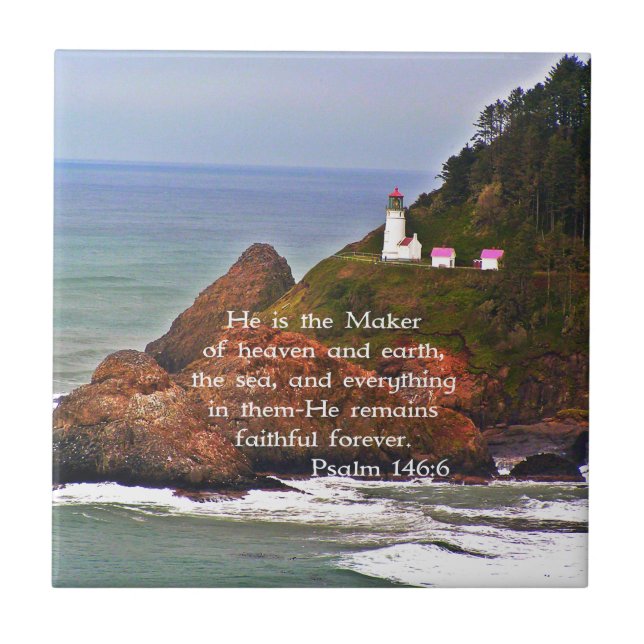Lighthouse Ocean Sea Christian Creationarts Tile (Front)