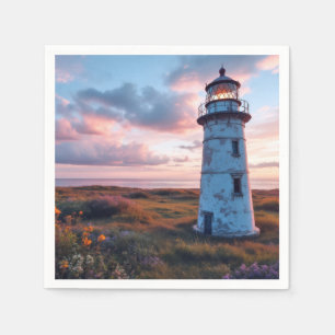Lighthouse Ocean Sea Nature Marine Coastline Shore Napkin