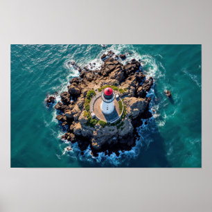 Lighthouse Ocean Sea Nature Marine Coastline Wave Poster