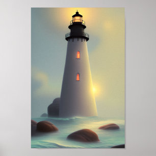 Lighthouse Ocean Seaside Art Poster
