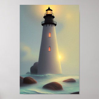 Lighthouse Ocean Seaside Art Poster