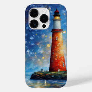 Lighthouse Ocean Sunset Painting Case-Mate iPhone 14 Pro Case