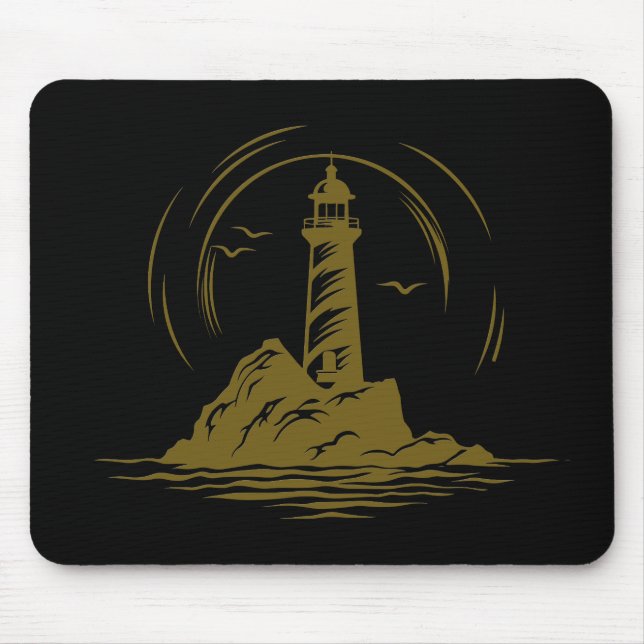 Lighthouse Ocean World Travel Adventure Vector Art Mouse Pad (Front)
