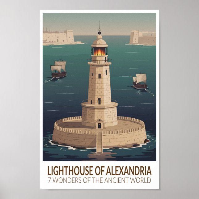 Lighthouse of Alexandria 7 Wonders of the World Poster (Front)