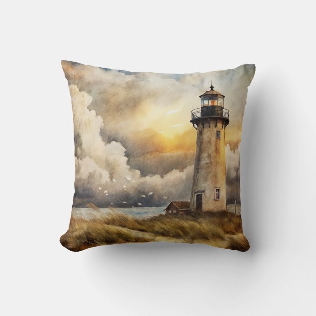 Lighthouse on a Beach Cushion (Front)