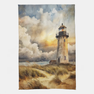 Lighthouse on a Beach Tea Towel