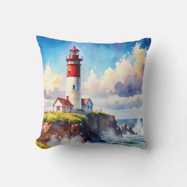 Lighthouse on a Cliff Cushion (Front)