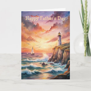 Lighthouse on a Cliff Father's Day Card
