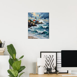 Lighthouse on a Stormy Coast Poster