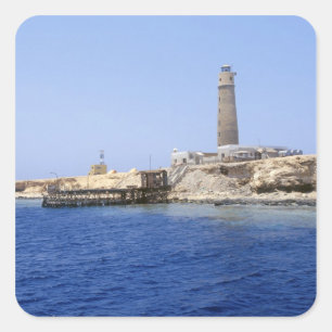 Lighthouse on Brother Islands, Red Sea, Egypt Square Sticker