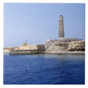 Lighthouse on Brother Islands, Red Sea, Egypt Tile