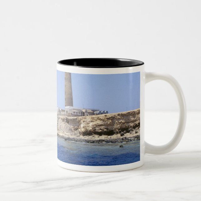 Lighthouse on Brother Islands, Red Sea, Egypt Two-Tone Coffee Mug (Right)
