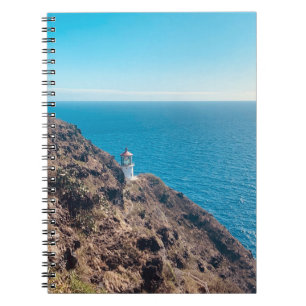 lighthouse on cliff blue ocean Hawaii Notebook
