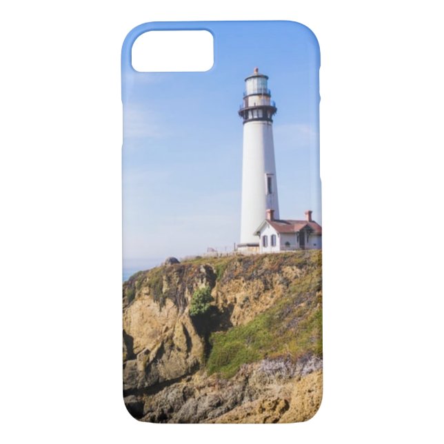 Lighthouse on hill blue sky white house ocean Case-Mate iPhone case (Back)