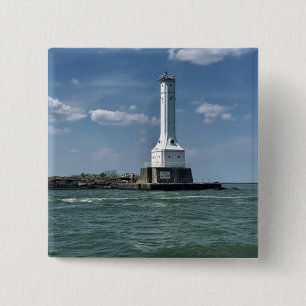 Lighthouse on Huron, Ohio Photography 15 Cm Square Badge