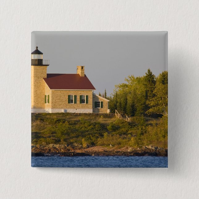 Lighthouse on Lake Superior near Copper Harbour 15 Cm Square Badge (Front)