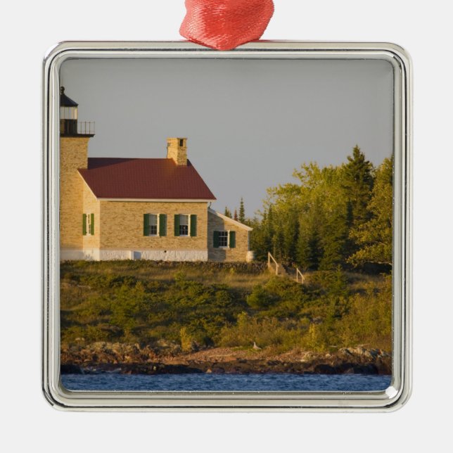 Lighthouse on Lake Superior near Copper Harbour Metal Ornament (Front)
