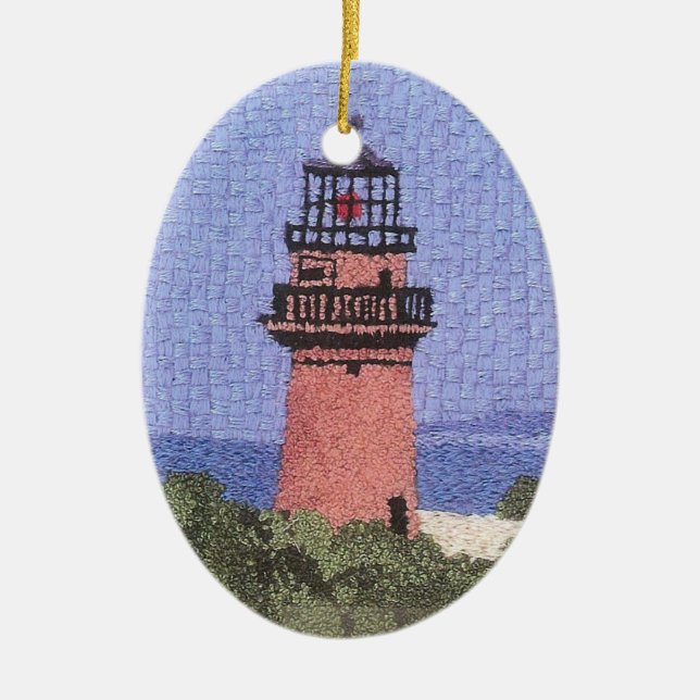 Lighthouse on Martha's Vineyard Ceramic Tree Decoration (Front)
