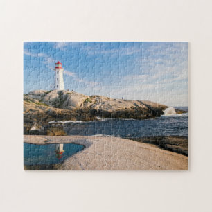 Lighthouse on Rocks with Ocean Reflection Jigsaw Puzzle