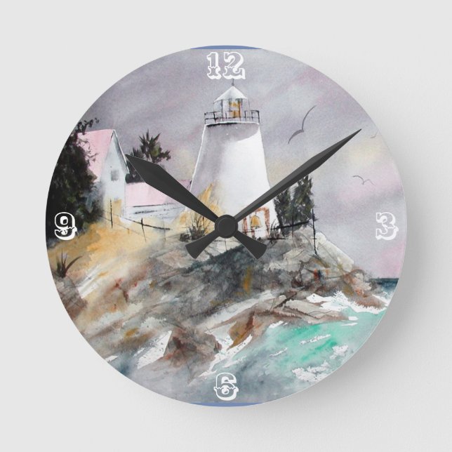 Lighthouse on rocky shore clock (Front)