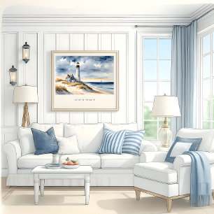 Lighthouse on the Dunes - Serene Nautical Poster