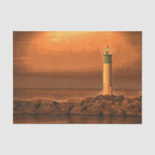 Lighthouse Orange Sunset At Lake Tissue Paper