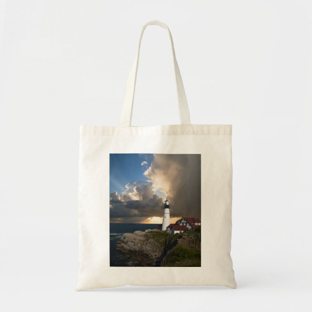 Lighthouse Overlooking the Ocean Tote Bag (Front)
