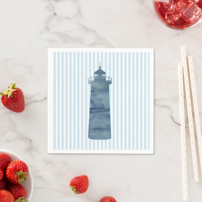 Lighthouse Painting Blue Ocean Paper Napkin (Insitu)