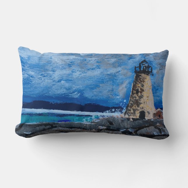 Lighthouse Painting Throw Pillow (Front)