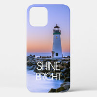 Lighthouse Pastel Sunset Rocky Beach Photo