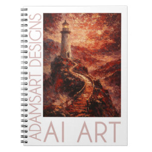 Lighthouse Path at Sunset – Painterly Landscape  Notebook