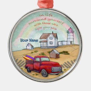 Lighthouse Path Metal Ornament