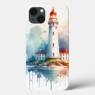 : lighthouse phone case, coastal art phone cover, iPhone 13 case