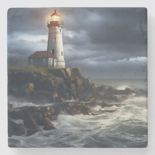 Lighthouse Photo Art Stone Coaster