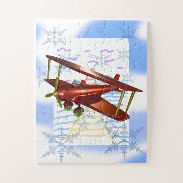 Lighthouse Pier Biplane Blue Waves  Jigsaw Puzzle (Vertical)