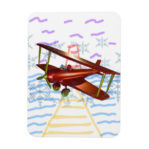 Lighthouse Pier Biplane Blue Waves Magnet
