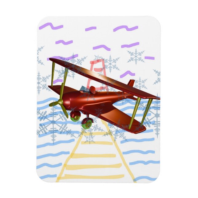 Lighthouse Pier Biplane Blue Waves  Magnet (Vertical)