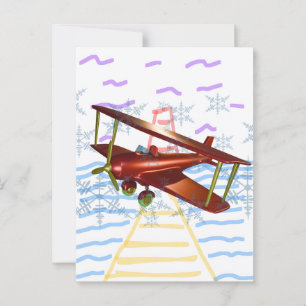 Lighthouse Pier Biplane Blue Waves Postcard