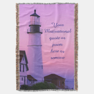 Lighthouse Pink Sky Throw Blanket