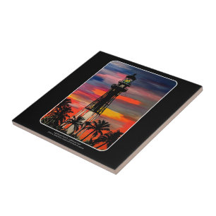Lighthouse Point Lighthouse painting on a Ceramic Tile