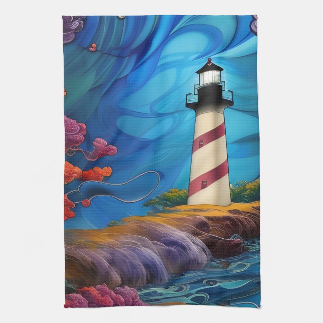Lighthouse Point  Tea Towel (Vertical)