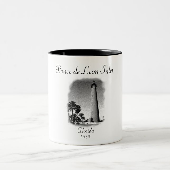 Lighthouse- Ponce de Leon Inlet, Florida Two-Tone Coffee Mug (Center)