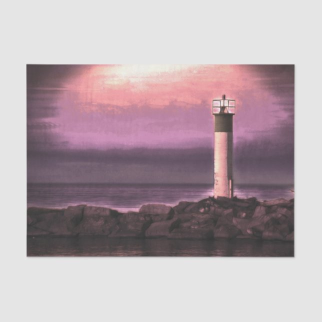 Lighthouse Purple Sky Sunset At Lake Tissue Paper (Front)