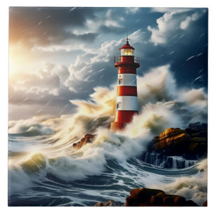 Lighthouse puzzle ceramic tile