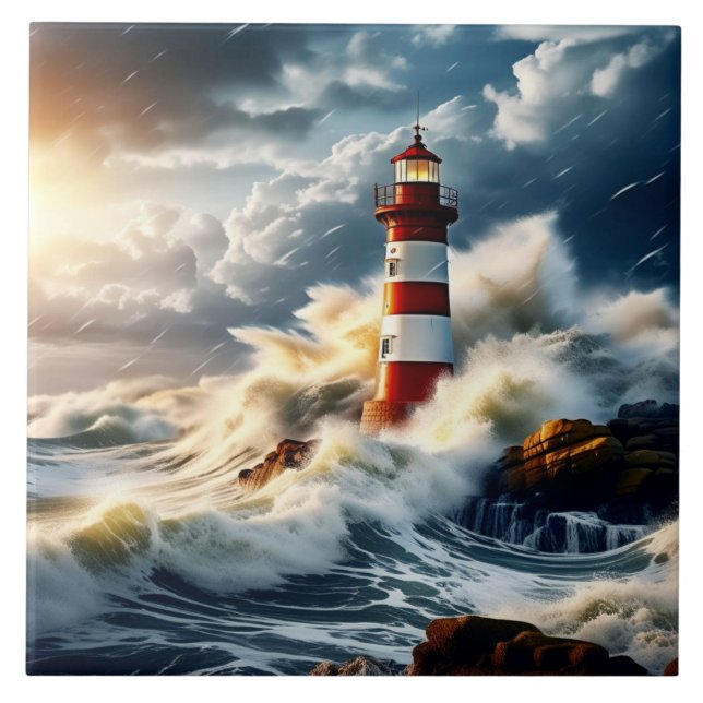 Lighthouse puzzle ceramic tile (Front)