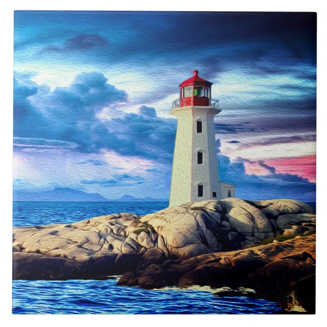Lighthouse R - Large Ceramic Tile (Front)